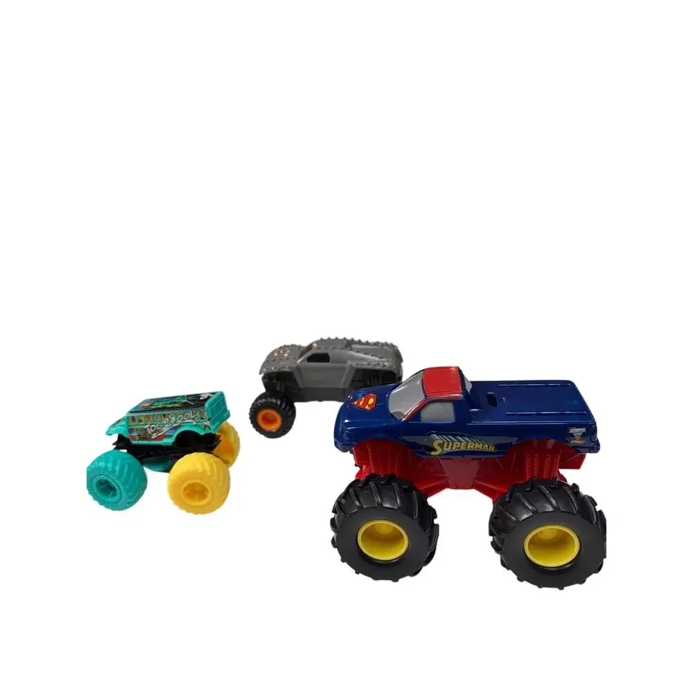 (3) Monster Truck Ford Superman Monster Jam Max D McDonald Hot Wheels Too S’Cool